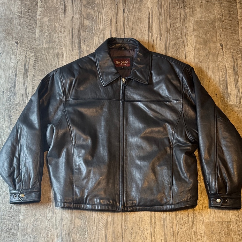 J. Park Collection Men's Classic Black Leather Jacket - Size XL